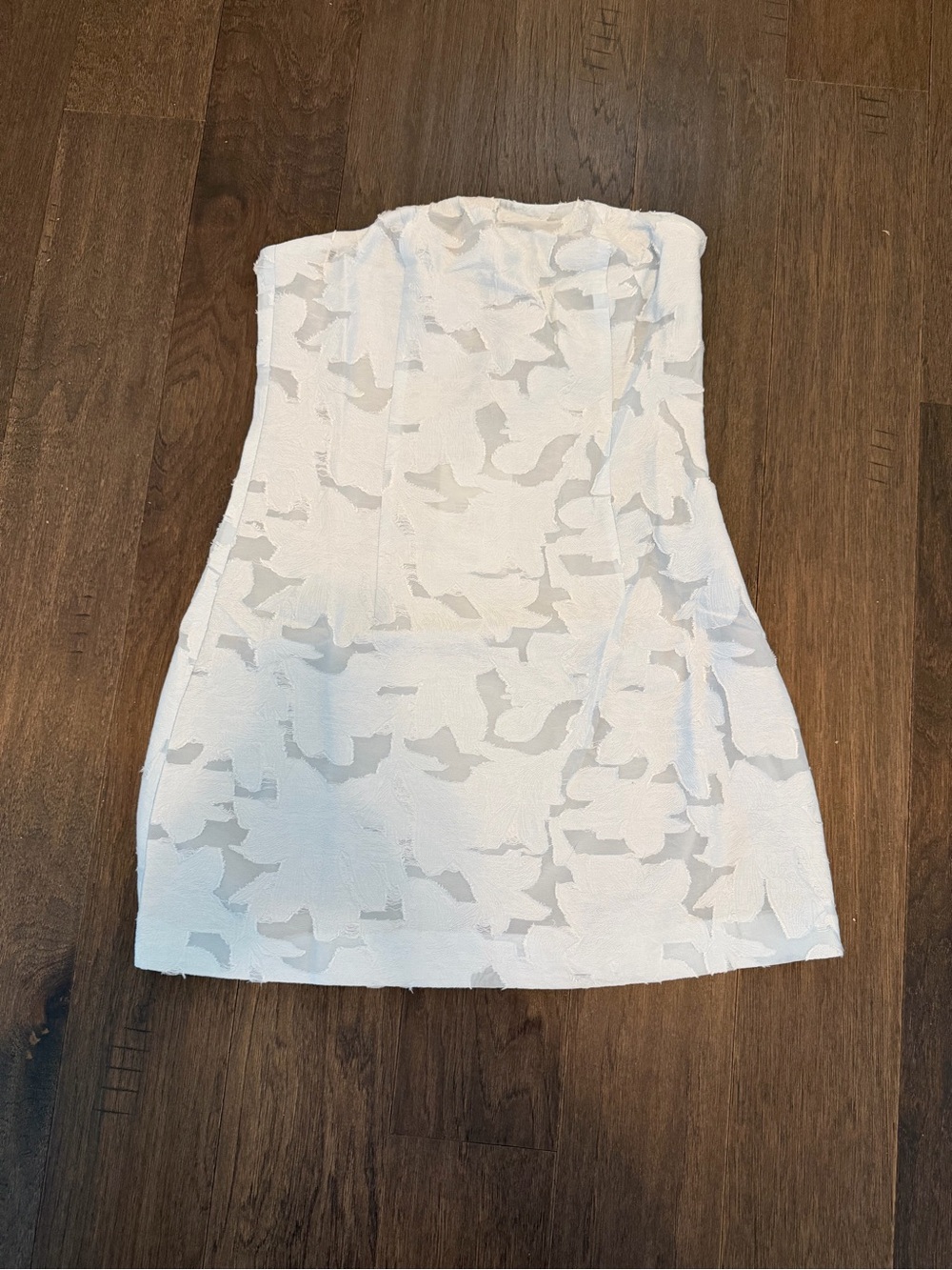 Peppermayo Della Lace White Strapless Textured Mini Dress